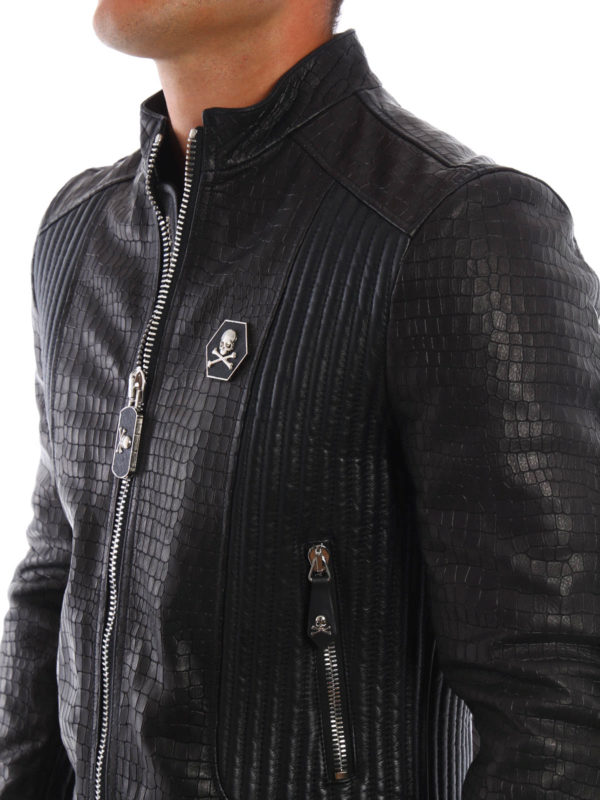PHILIPP PLEIN buy online Grunge croco print leather jacket
