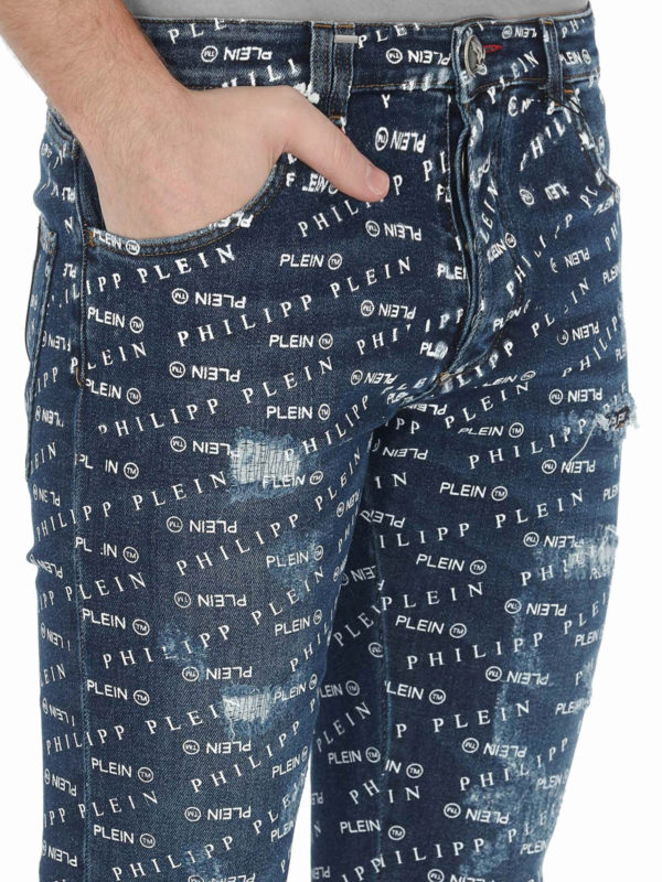PHILIPP PLEIN buy online Logo lettering destroyed effect jeans