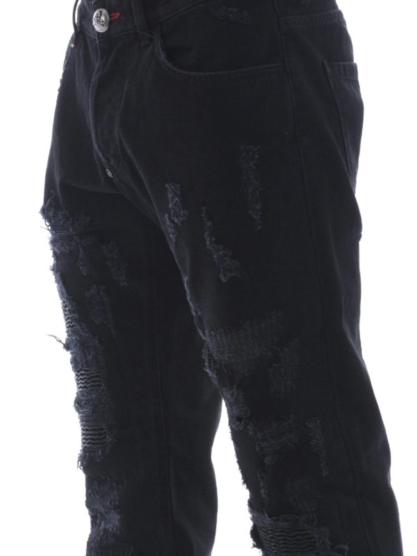 PHILIPP PLEIN buy online Ripped black denim jeans