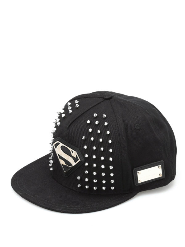 PHILIPP PLEIN: 帽子＆キャッブ - Studded Superman cap