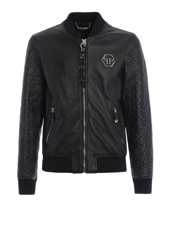 PHILIPP PLEIN: leather jacket - Sensei leather bomber jacket