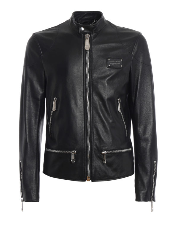 PHILIPP PLEIN: Lederjacken - Lederjacke - Schwarz
