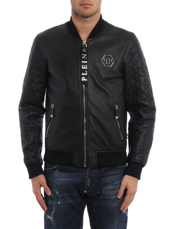 PHILIPP PLEIN: leather jacket online - Sensei leather bomber jacket