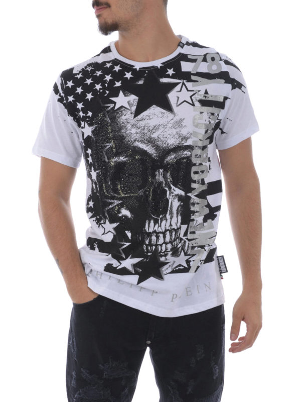 PHILIPP PLEIN: t-shirt online - T-shirt Nightmare con strass