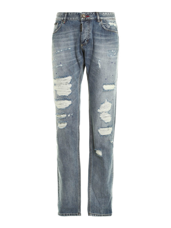 PHILIPP PLEIN: straight leg jeans - Rainbow denim jeans