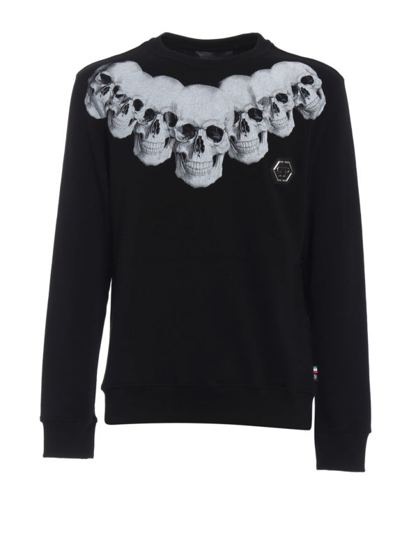 PHILIPP PLEIN: Sweatshirts & Sweaters - Berry Gordv skulls print sweatshirt