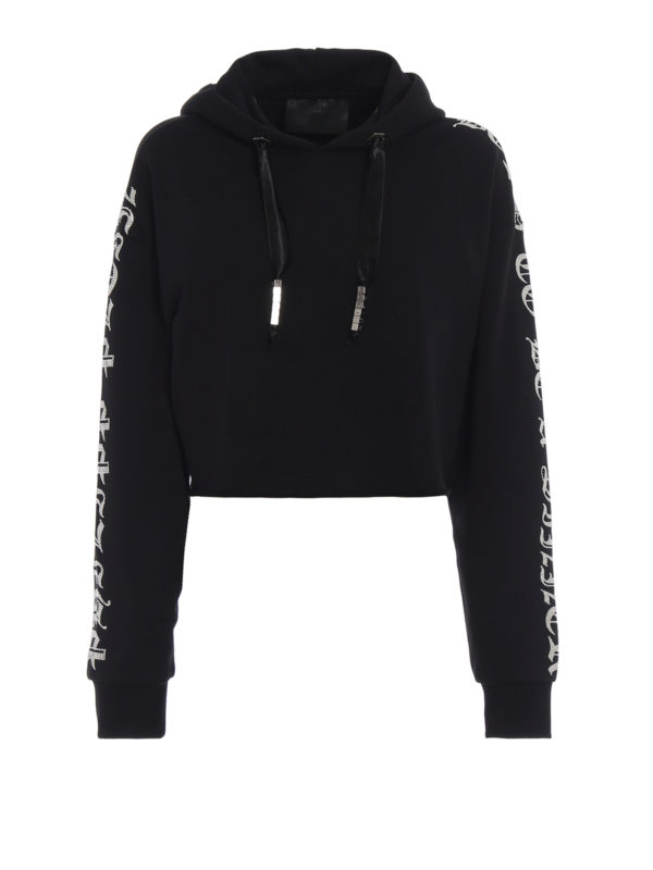 PHILIPP PLEIN: Sweatshirts & Sweaters - Crystal Plein crop hoodie