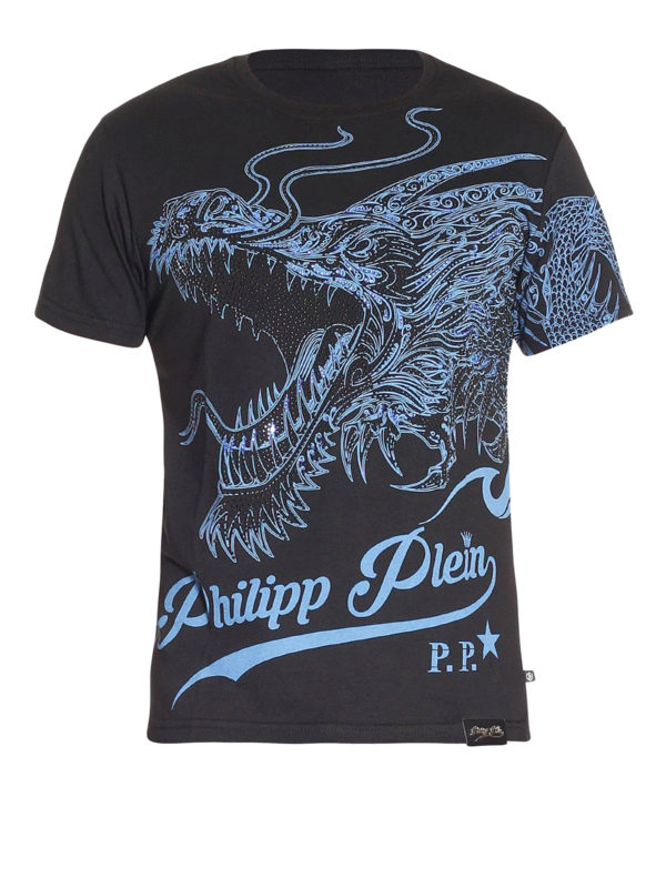 PHILIPP PLEIN: t-shirts - Efficient dragon print T-shirt