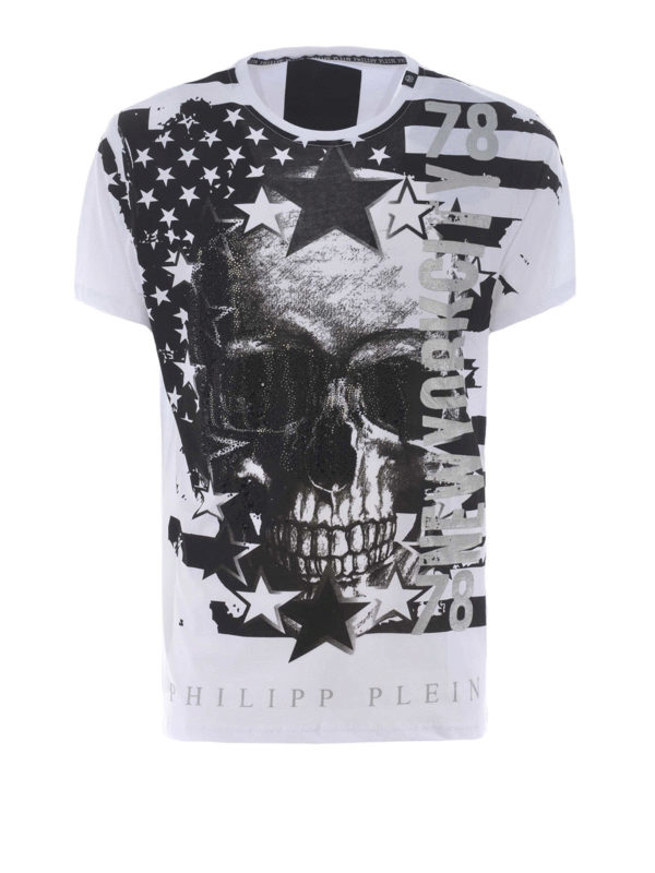PHILIPP PLEIN: t-shirt - T-shirt Nightmare con strass