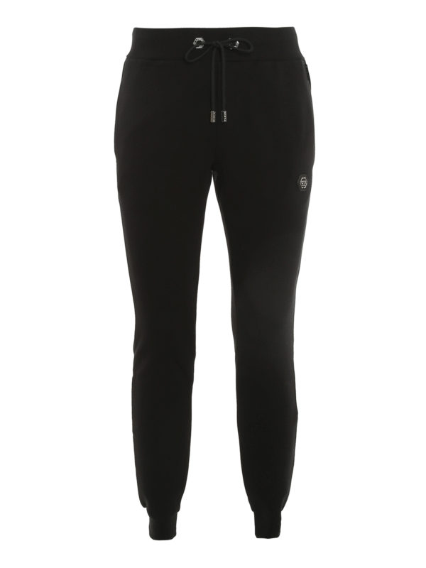 PHILIPP PLEIN: tracksuit bottoms - Logo patch drawstring joggers