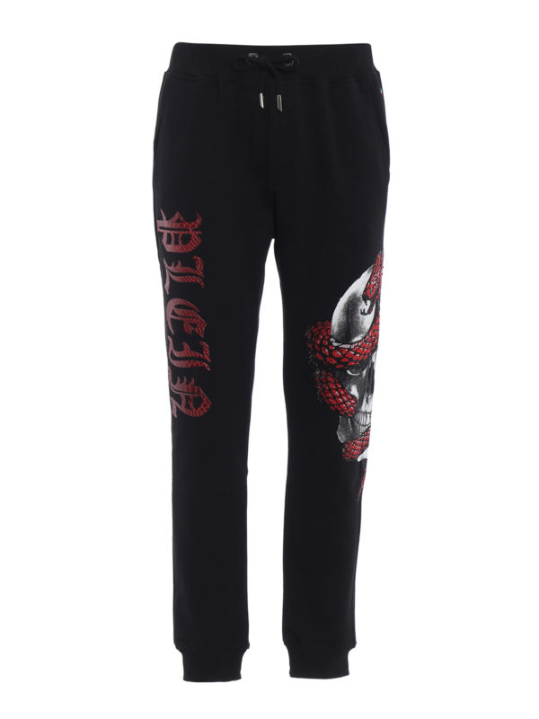 PHILIPP PLEIN: tracksuit bottoms - Motivation cotton tracksuit bottom
