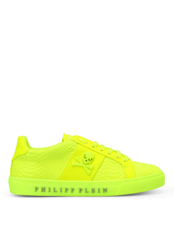 PHILIPP PLEIN: trainers - Talk slow fluo yellow sneakers