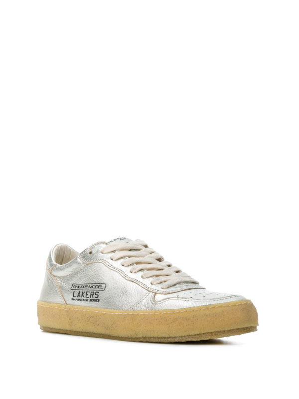 PHILIPPE MODEL: trainers online - Lakers Vintage silver-tone leather sneakers