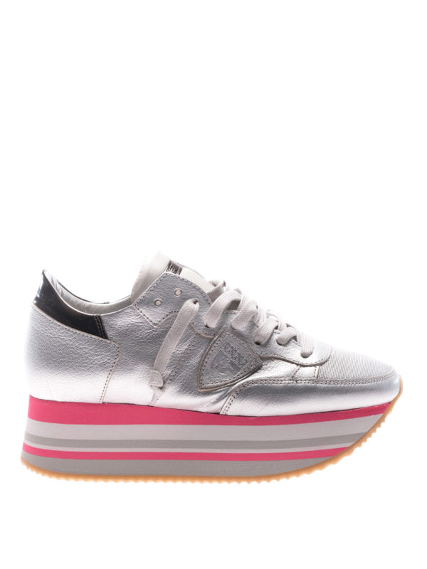 PHILIPPE MODEL: sneakers - Sneaker Eiffel argento con plateau