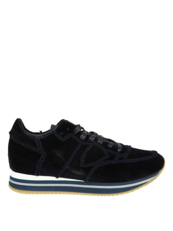PHILIPPE MODEL: sneakers - Sneaker Tropez Higher in velour bleu