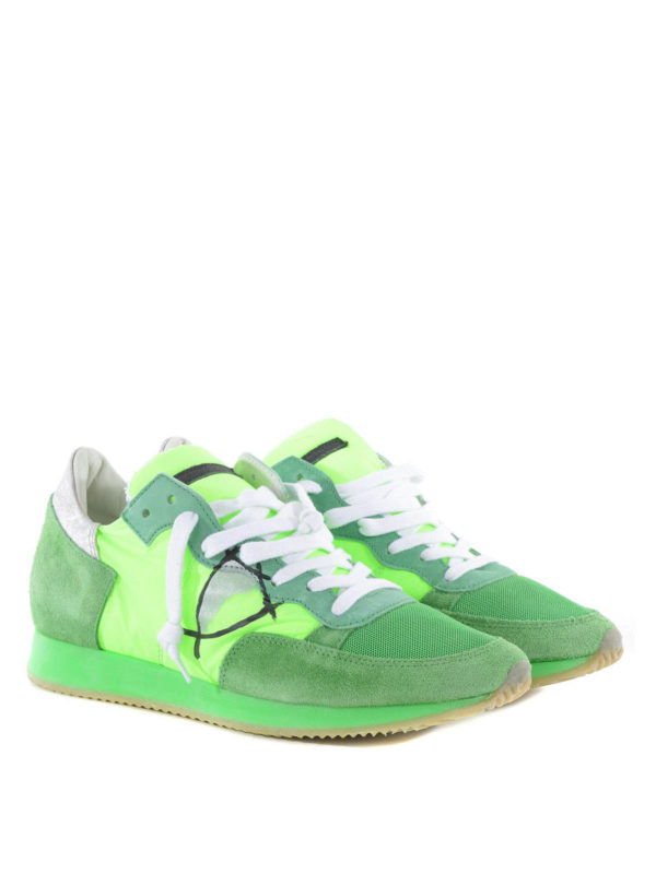 PHILIPPE MODEL: trainers - Tropez neon suede trainers