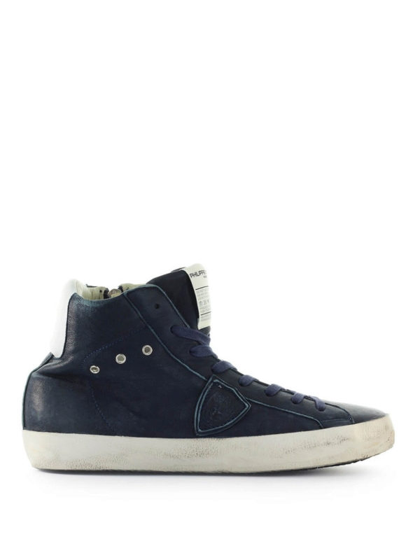 PHILIPPE MODEL: trainers - Used effect leather high top sneakers