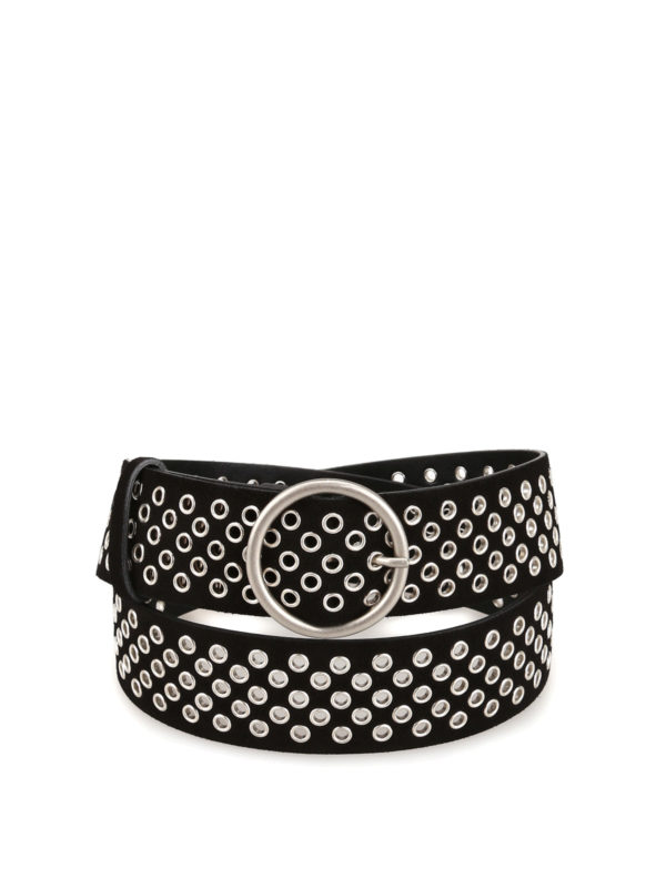 Philosophy di Lorenzo Serafini: belts - Grommet black suede belt