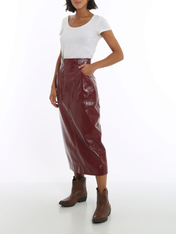 Philosophy di Lorenzo Serafini: Faldas de cuero online - Falda Semilarga - Rojo