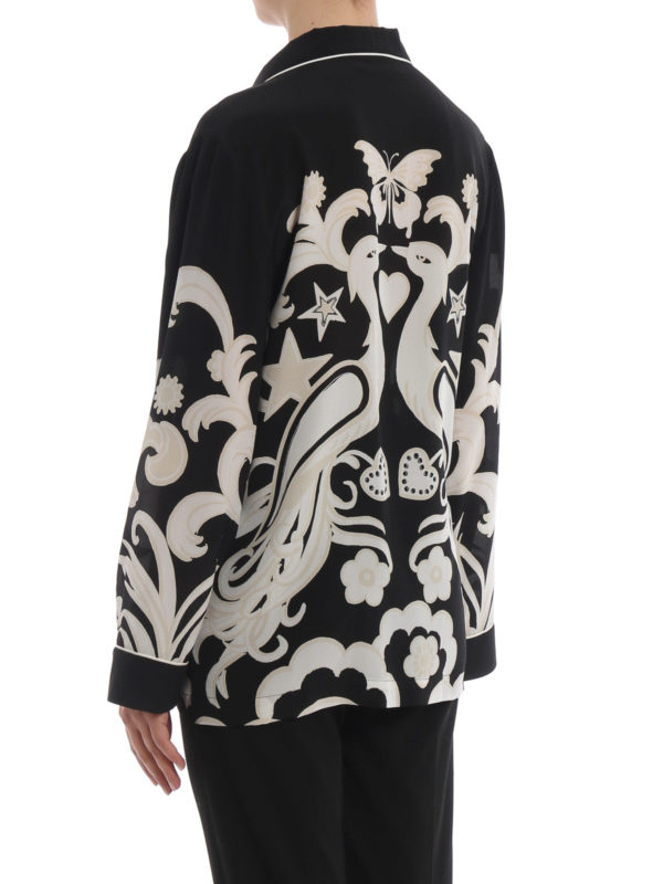 Phoenix print crepe de chine pyjama shirt shop online: VALENTINO