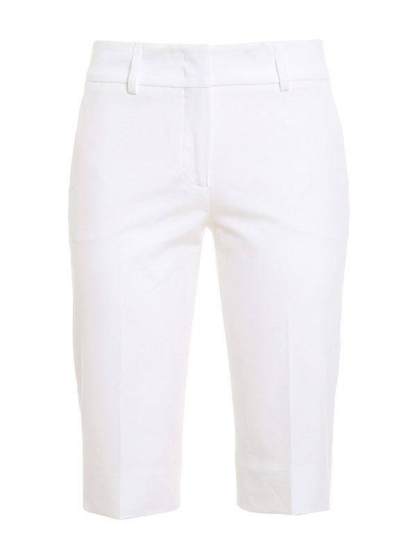 PIAZZA SEMPIONE: Trousers Shorts - Alissa optical white cotton short pants