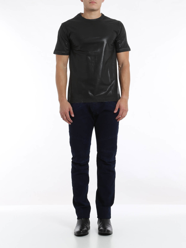 Pierre Balmain: t-shirts online - Leather effect t-shirt