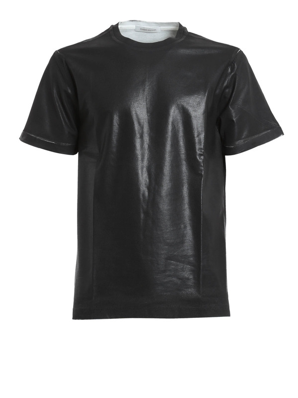 Pierre Balmain: t-shirts - Leather effect t-shirt