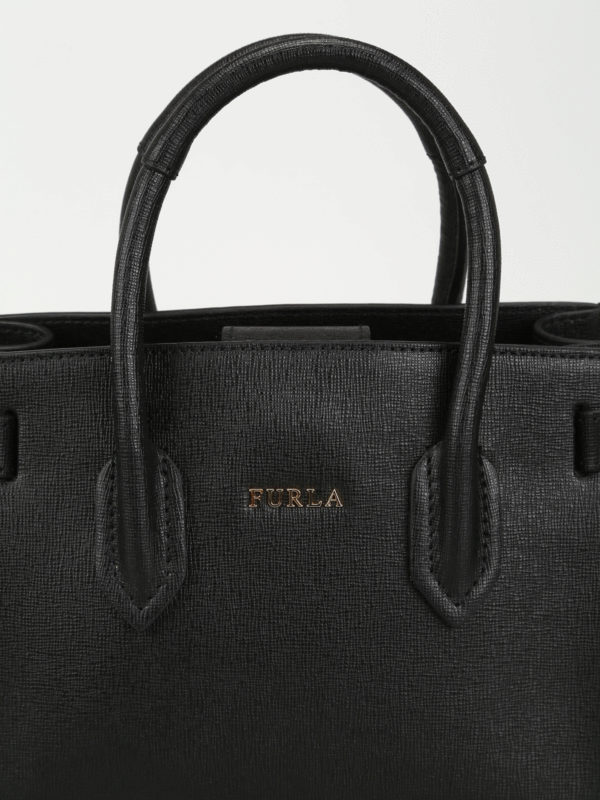 Pin Mini tote style black cross body bag shop online: FURLA