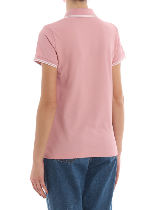 Pink cotton and tonal logo patch polo shirt shop online: MONCLER