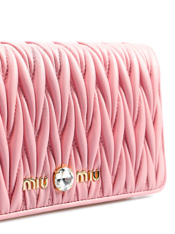 Pink quilted leather bag shop online: MIU MIU