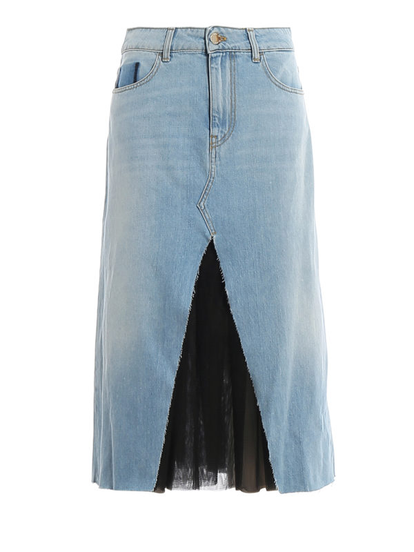 Pinko: Knielange und Midi Röcke - Midirock - Helles Jeansblau
