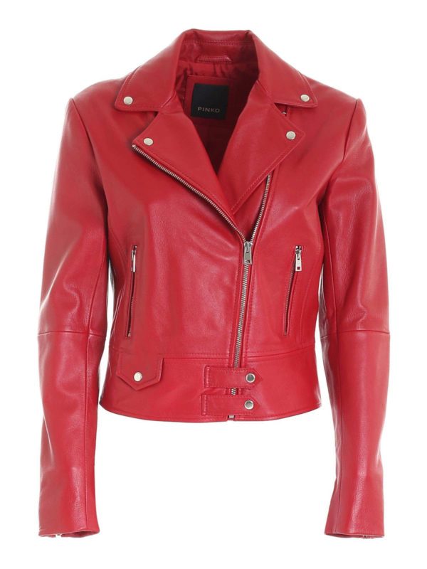 Pinko: Lederjacken - Lederjacke - Rot