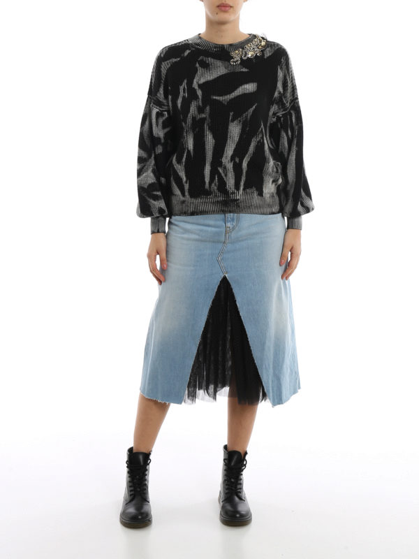 Pinko: Knielange und Midi Röcke online - Midirock - Helles Jeansblau