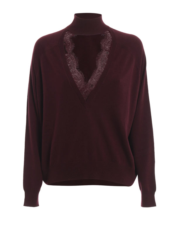 V necks Pinko - Morbidamente cashmere blend and lace sweater - 1G147LY5N4M03