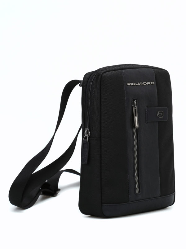 PIQUADRO: shoulder bags online - Black techno fabric small messenger