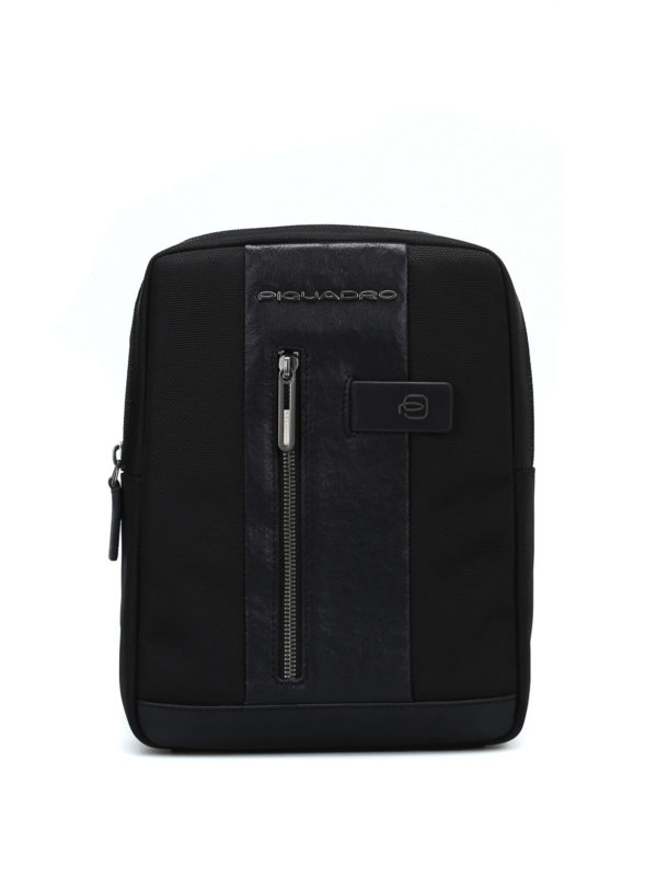 PIQUADRO: shoulder bags - Black techno fabric small messenger