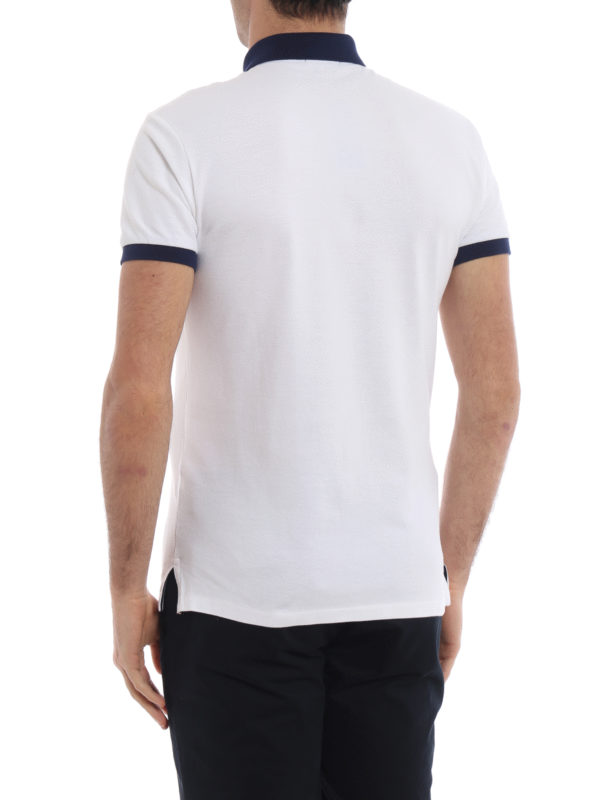 Pique cotton polo shirt with blue inserts shop online: POLO RALPH LAUREN