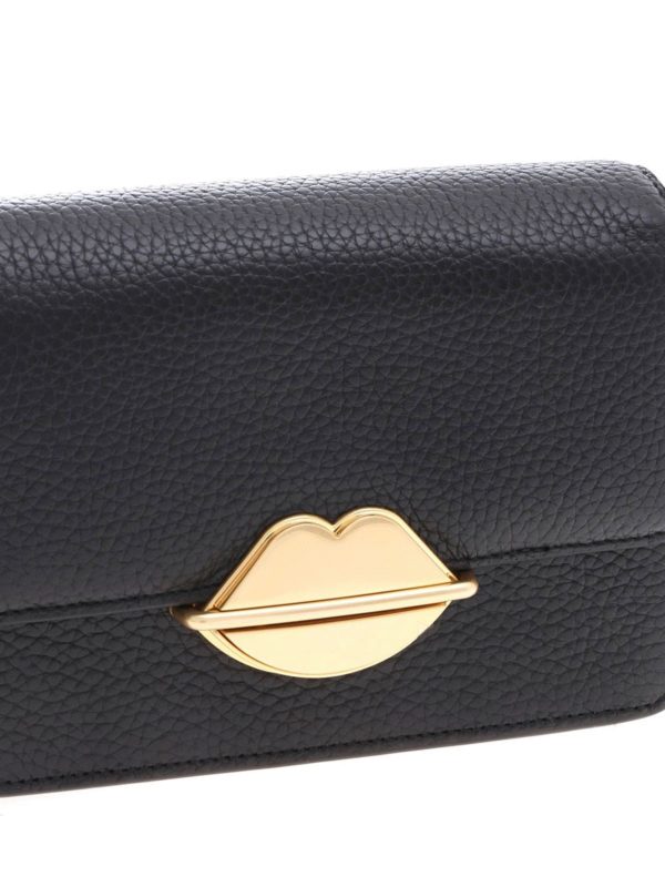 Borsa Polly in pelle nera shop online: Lulu Guinness