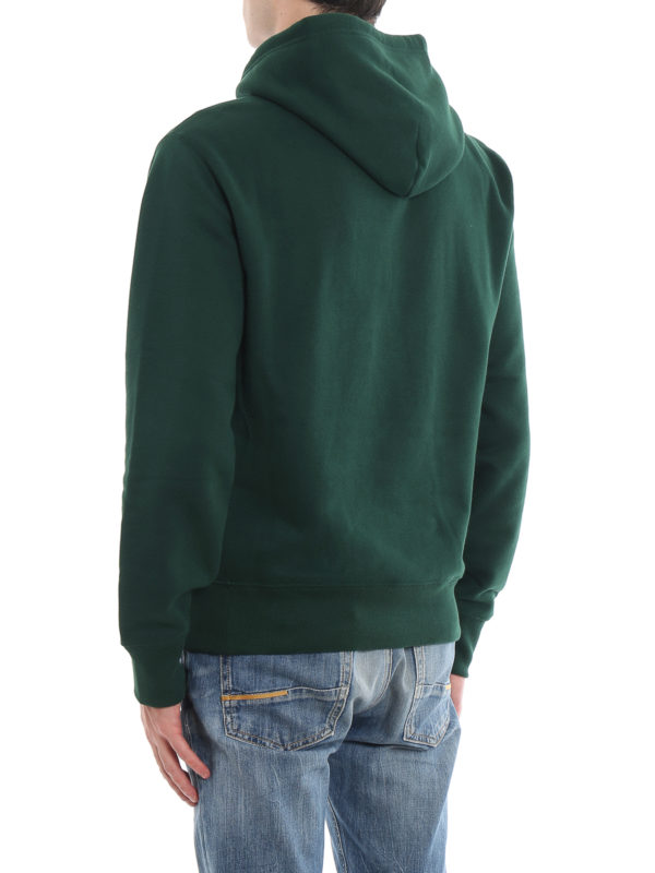Polo Bear fleece cotton green hoodie shop online: POLO RALPH LAUREN