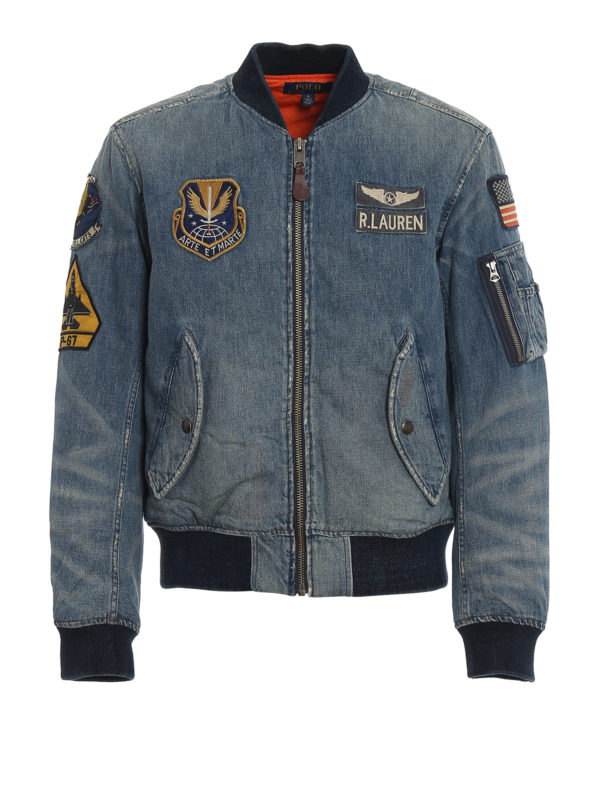 POLO RALPH LAUREN: bombers - Patch denim bomber jacket