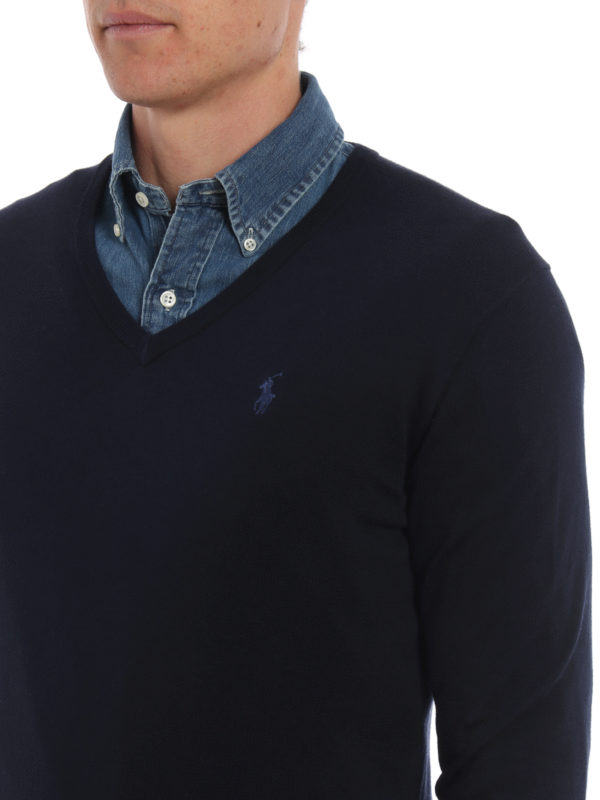 POLO RALPH LAUREN buy online Dark blue cotton V-neck pullover
