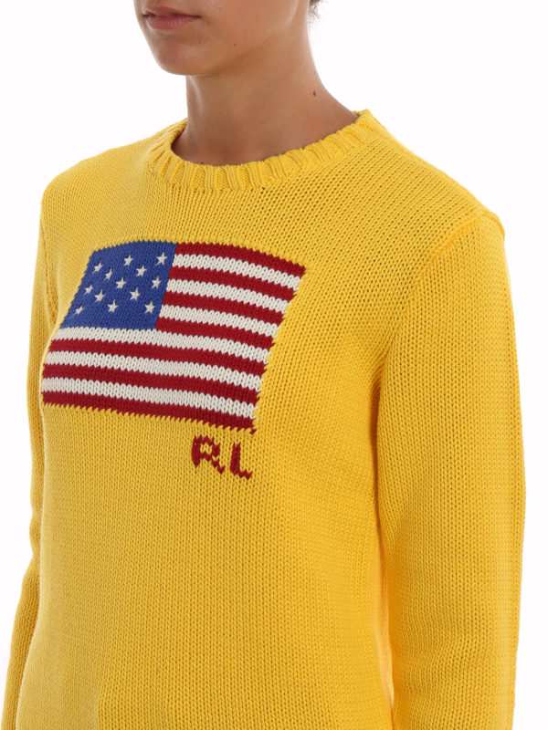 Polo Ralph Lauren Jacquard US flag sweater Yellow 211738053003