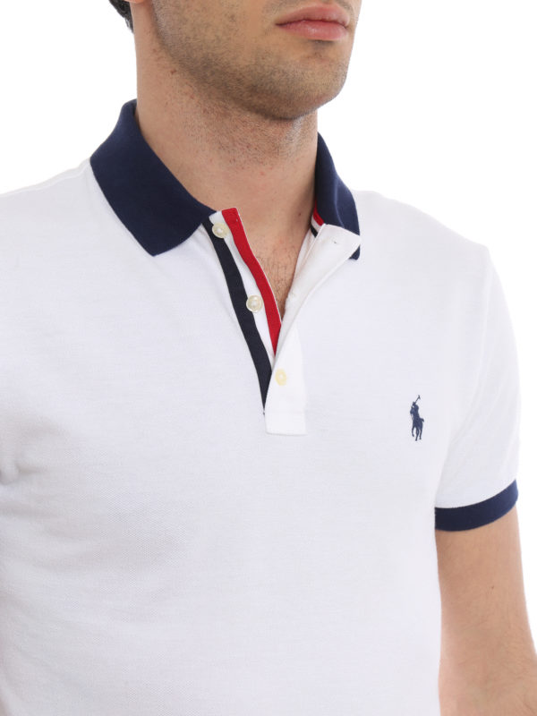 POLO RALPH LAUREN buy online Pique cotton polo shirt with blue inserts