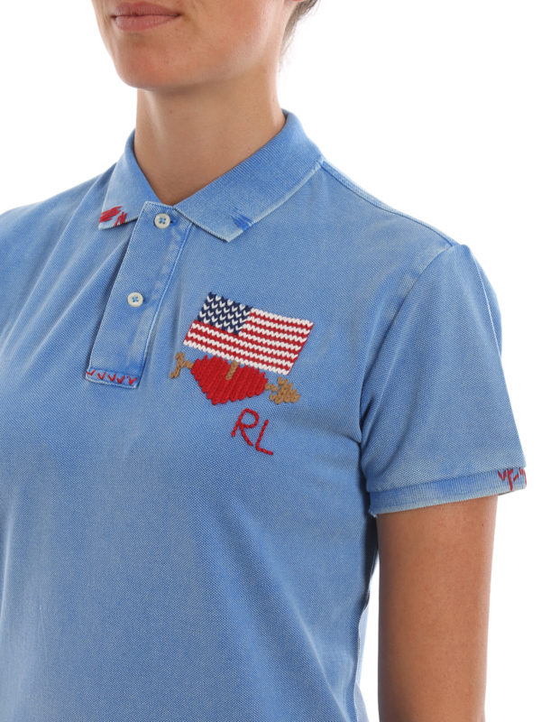 Polo Ralph Lauren US flag and logo embroidery polo 211758893001