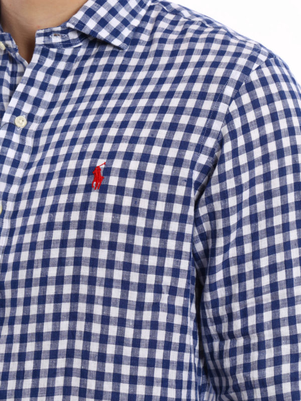 Polo Ralph Lauren Checked linen shirt Blue A04W4C18L5C56IAALQ