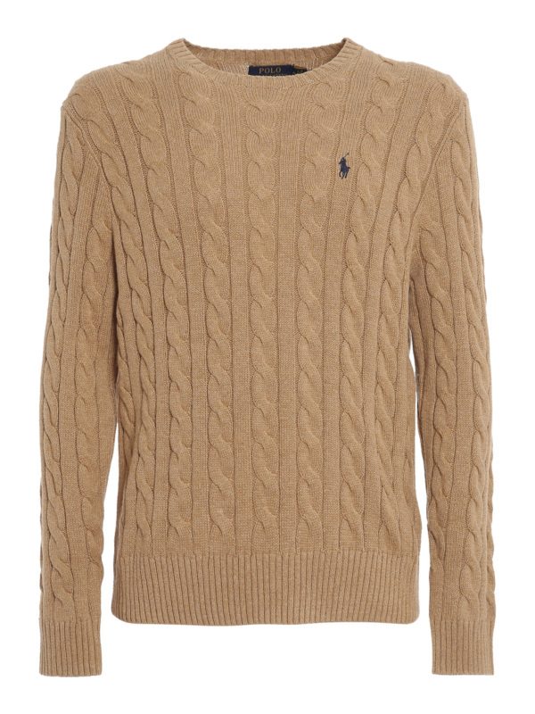 POLO RALPH LAUREN: Strickpullover mit Rundhalsausschnitt - Rundhalspullover - Beige