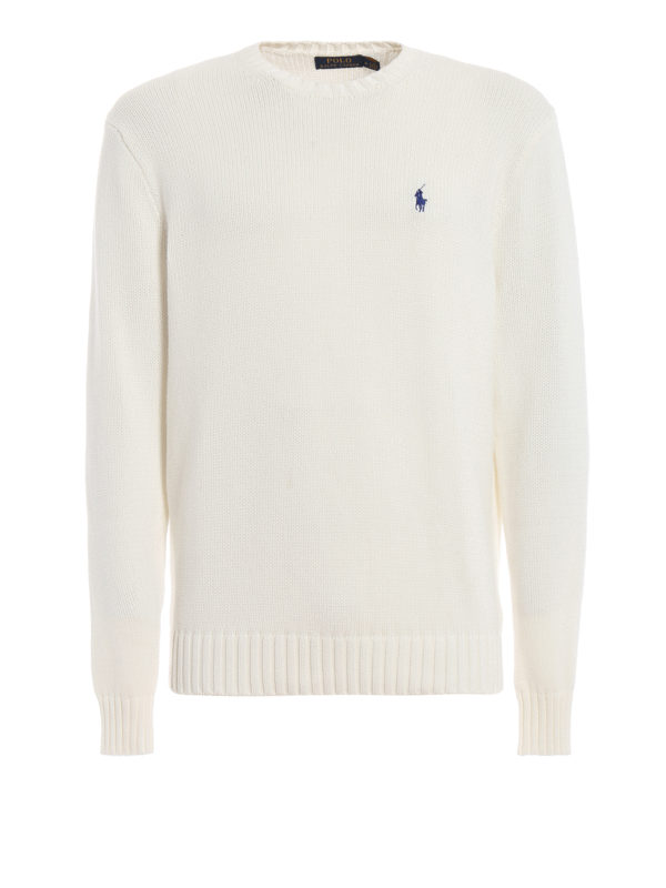 POLO RALPH LAUREN: Strickpullover mit Rundhalsausschnitt - Rundhalspullover - Weiß