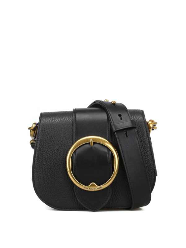 Polo Ralph Lauren Black hammered leather saddle bag