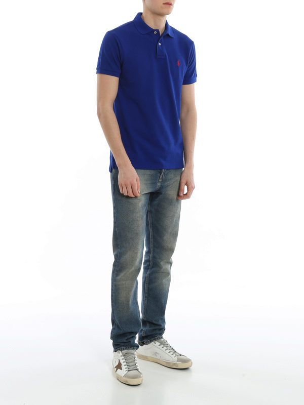 POLO RALPH LAUREN: polo shirts online - Blue slim polo shirt