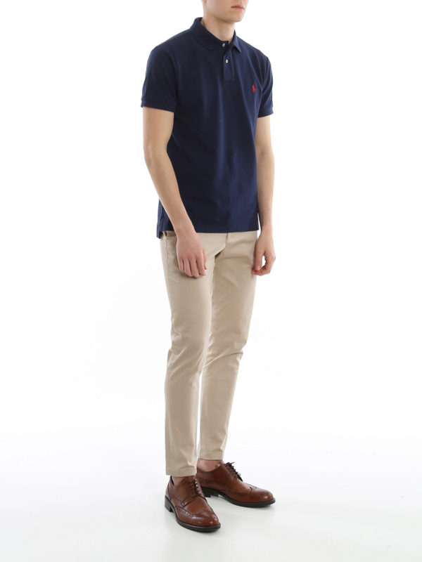 POLO RALPH LAUREN: polo online - Polo slim fit in cotone piqué navy